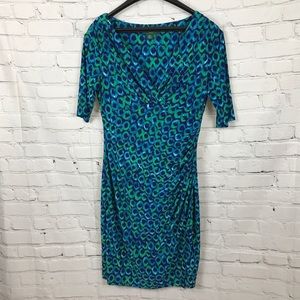 Blue & Green Pattern Lauren by Ralph Lauren Dress Size 10